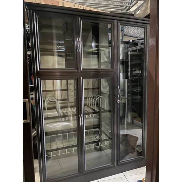 Almari rak piring bahan aluminium brown 3 pintu aluminium kediri khusus kediri nganjuk tulungagung