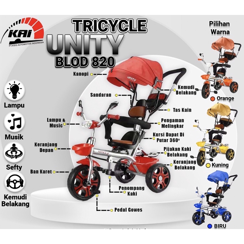 Tricycle / Becak Komplit Unity Terlaris 2021