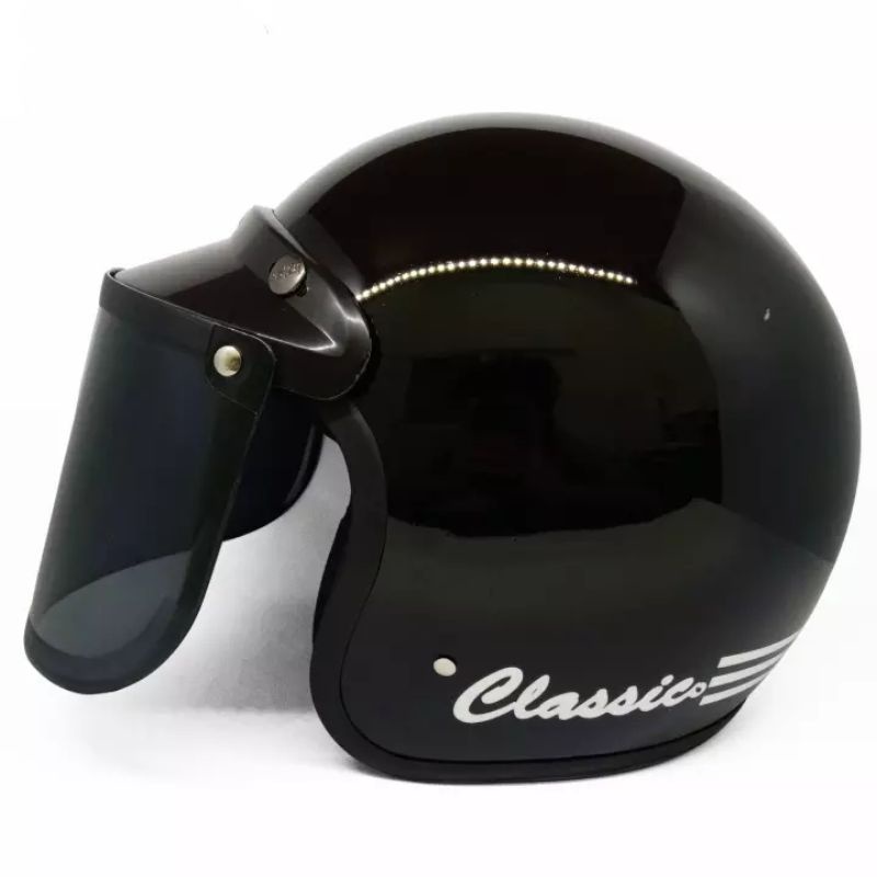 Helm Bogo Retro Classic Dewasa SNI Murah (Hitam glossy)