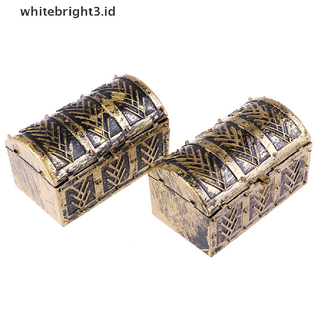 (whitebright3.id) 2pcs Miniatur Kotak Harta Karun Bajak Laut Vintage Untuk Aksesoris Rumah Boneka