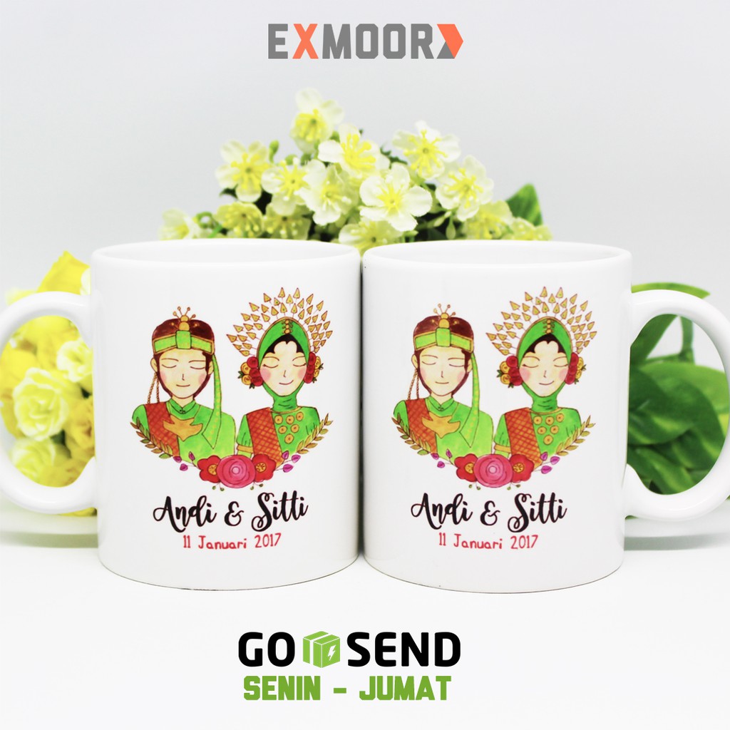 Mug Couple Pengantin Bugis Makassar untuk Kado Pernikahan