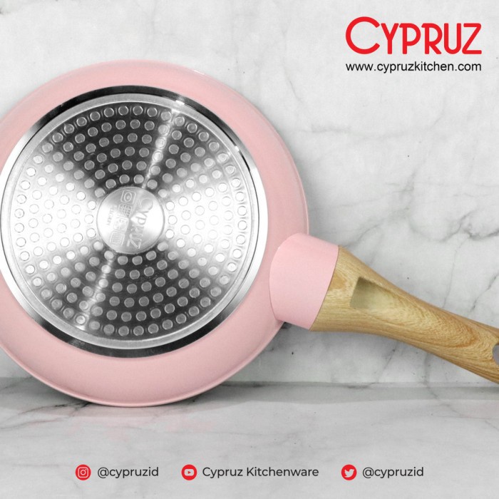 Wajan Penggorengan Anti Lengket Cypruz Pink Ceramic Fry Pan