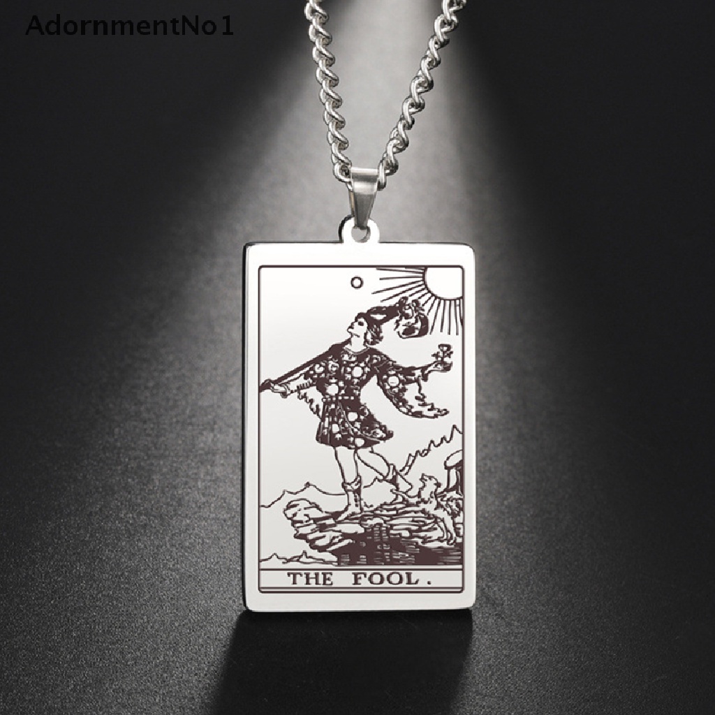 (AdornmentNo1) Kalung Rantai Dengan Liontin Kartu Tarot Klasik Untuk Wanita