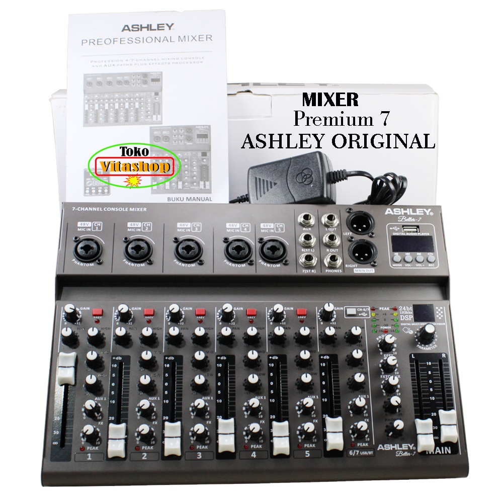 MIXER ASHLEY BETTER7/BETTER 7 7CH (USB-MP3-BLUETOOTH-RECORDING) ORIGINAL EFFECT REVERB 16 DSP NEW