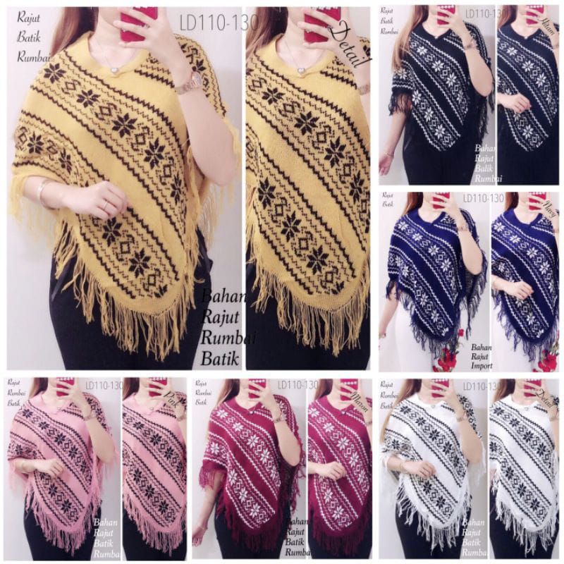 cardigan rajut ponco rawis/atasan wanita,rajut batik rumbai