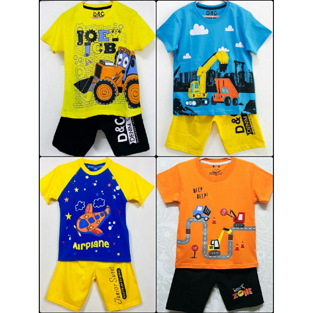 RESTOCK SETELAN ANAK  EXCAVATOR  ALAT BERAT JOEY KAOS  