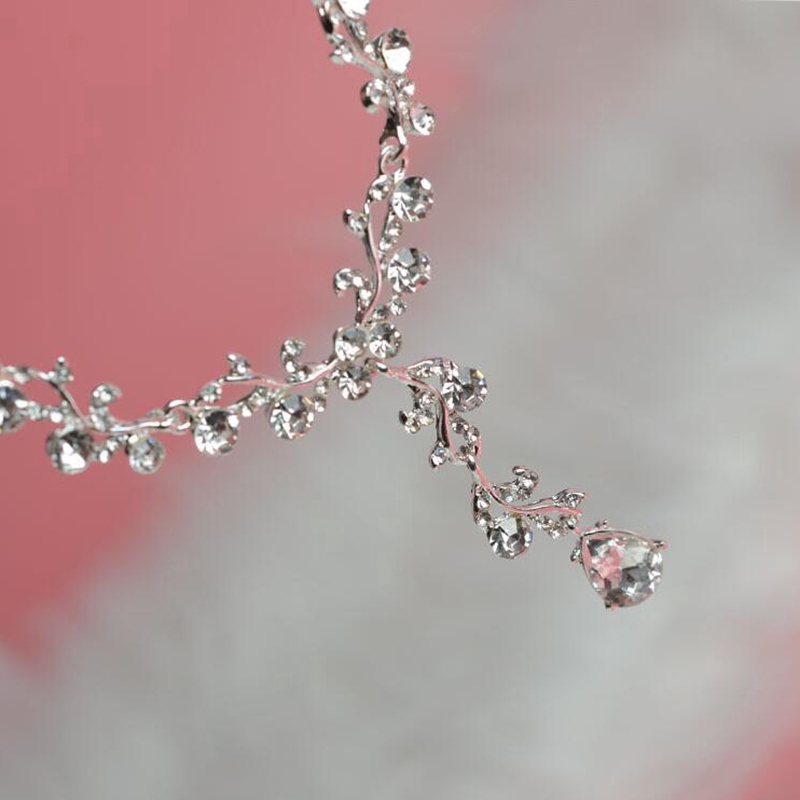 Anting-anting Berlian Imitasi Bunga Kalung Perhiasan Pernikahan