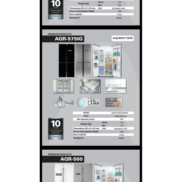Terlaris Kulkas Aqua Side By Side 575