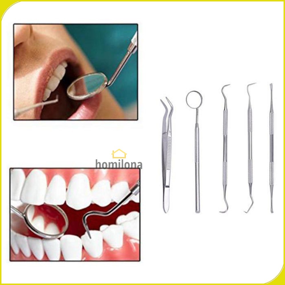 Peralatan Oral Diagnostik Perawatan Dokter Gigi Dental Care 5 in 1 - Biutte.co 7CKQ01 - Silver