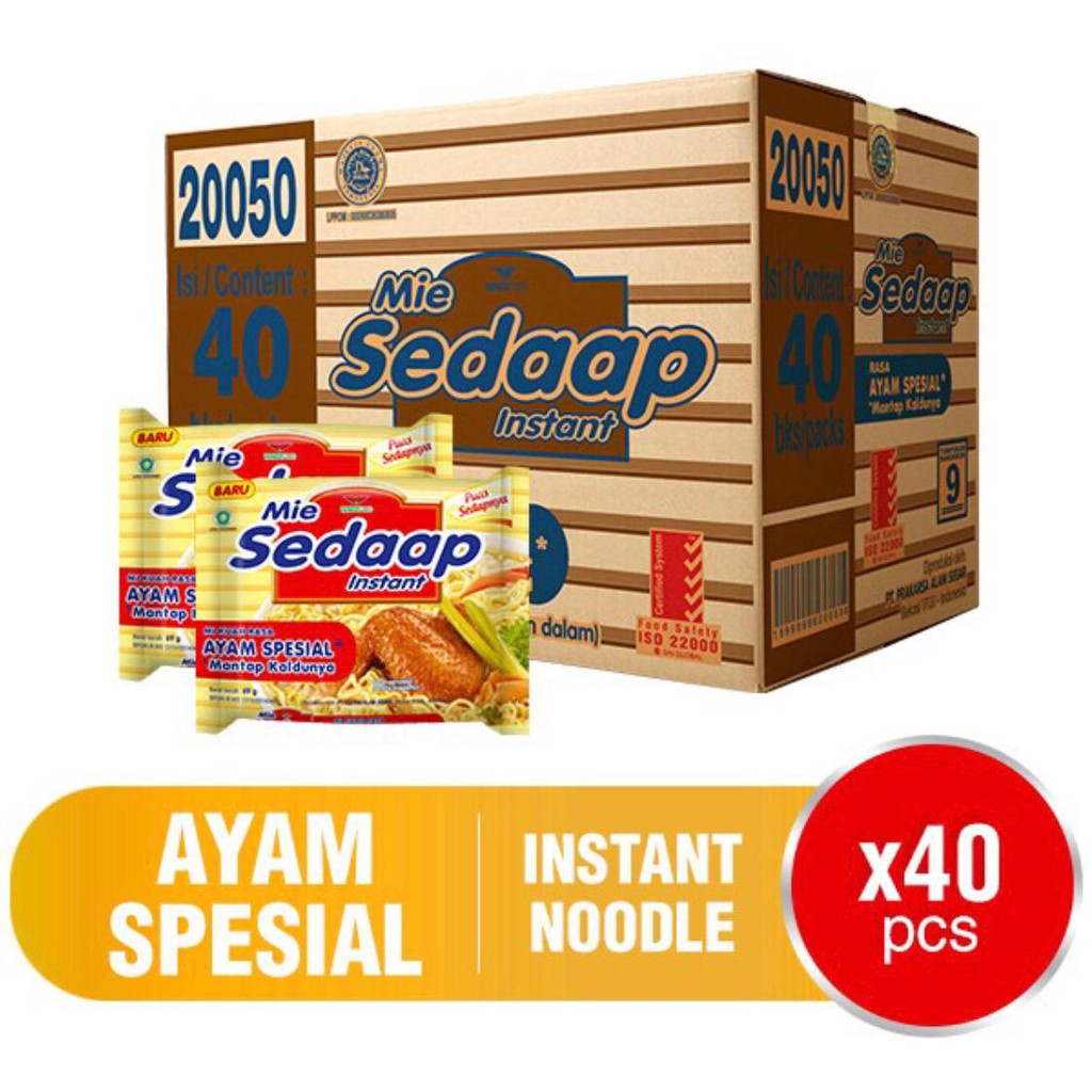 

Sedaap Mie instan Ayam Spesial 69 gr 1 Dus isi 40 pcs