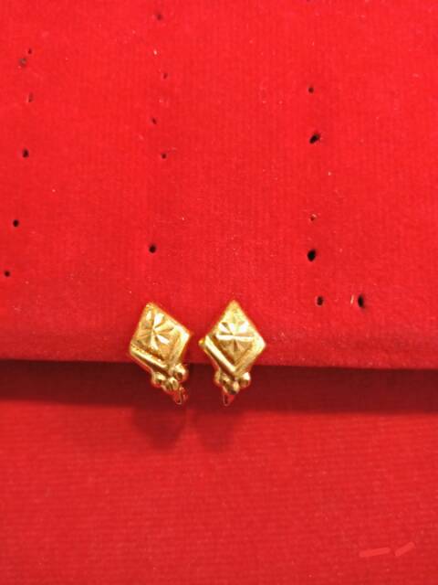 Anting jepit anak dan dewasa emas asli kadar 700 70% 22 1 satu g gr gram gold ubs permata batu