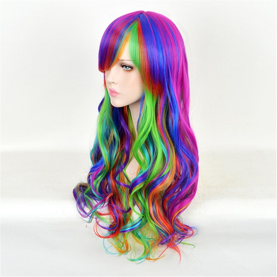 Wig Warna Warni panjang rambut wavy bergelombang cosplay idol lingerie