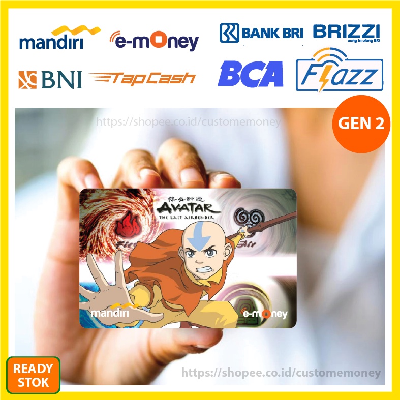 KARTU EMONEY ANIME AVATAR THE LEGEND OF AANG ETOLL E-MONEY MANDIRI FLAZZ BCA GEN 2 TAPCASH BRIZZI - 1 SISI