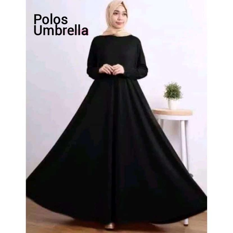 GAMIS SYAR’I ABAYA HITAM POLOS KLOK UMBRELLA (BUSUI) SIMPEL MURAH COD