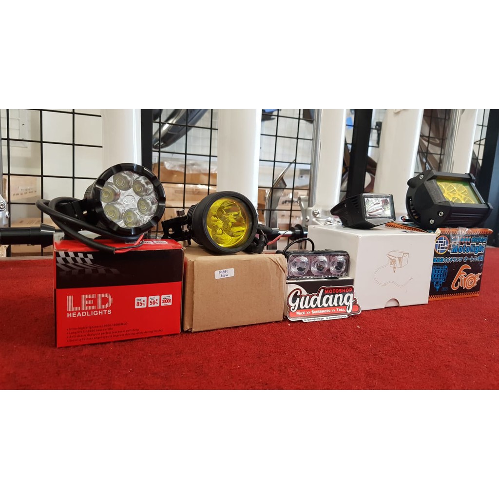 Lampu Tembak Lampu Depan Reflektor 3 LED 6 LED  8 LED Jelly 12 LED Panjang Mini Cree Double Mika CRF 150L KLX Dtracker Bigfoot