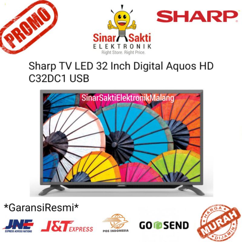 Sharp TV LED 32 Inch Digital Aquos HD C32DC1 USB Garansi Resmi