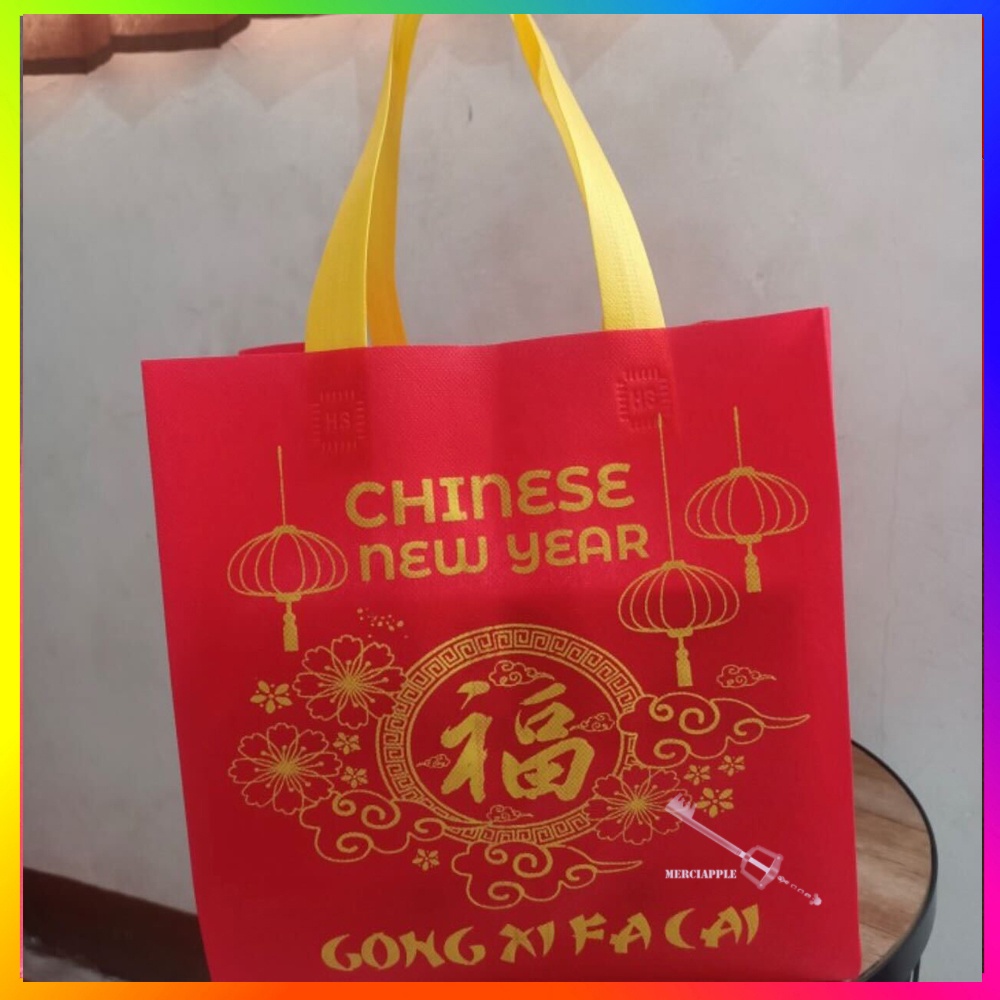 Goodie Bag Imlek 30  X 40 X 8 CM  &amp; 26 X 40 X 26 CM Tas Spunbond Imlek Goodie Bag Imlek Gong Xi Fa Cai Goodie Bag Eco Imlek Chinese New Year Tas Imlek