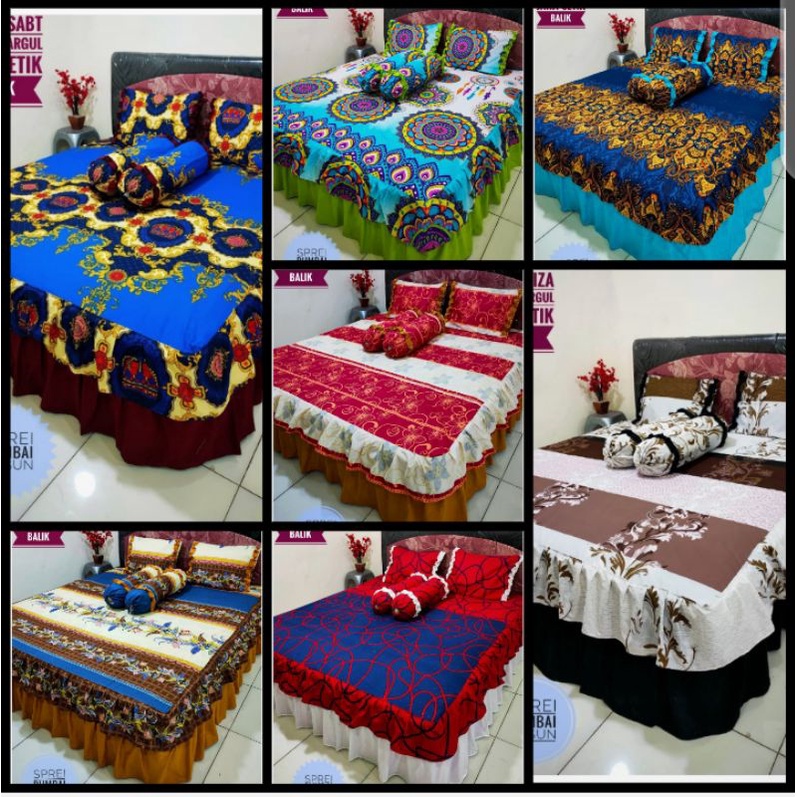 SPREI HOMEMADE RUMBAI SUSUN REMPEL MOTIF BATIK UK 180