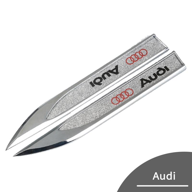 2pcs Stiker Logo Audi A3 A4 Q3 Q4 Q5 A6 Q7 TT Sline Bahan Metal Aksen Berlian Imitasi