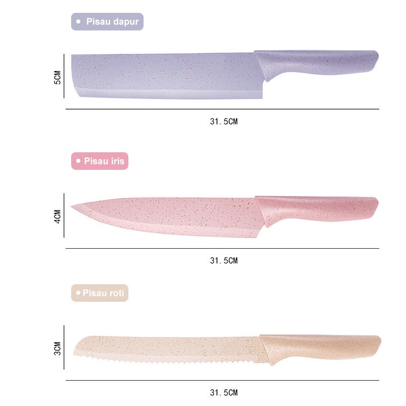 PAKET HEMAT Set Paket Pisau Dapur 7IN1 Plus Talenan + Tempat Pisau Paket Lengkap Set Murah Tajam Peralatan Perlengkapan Dapur Murah Premium Quality