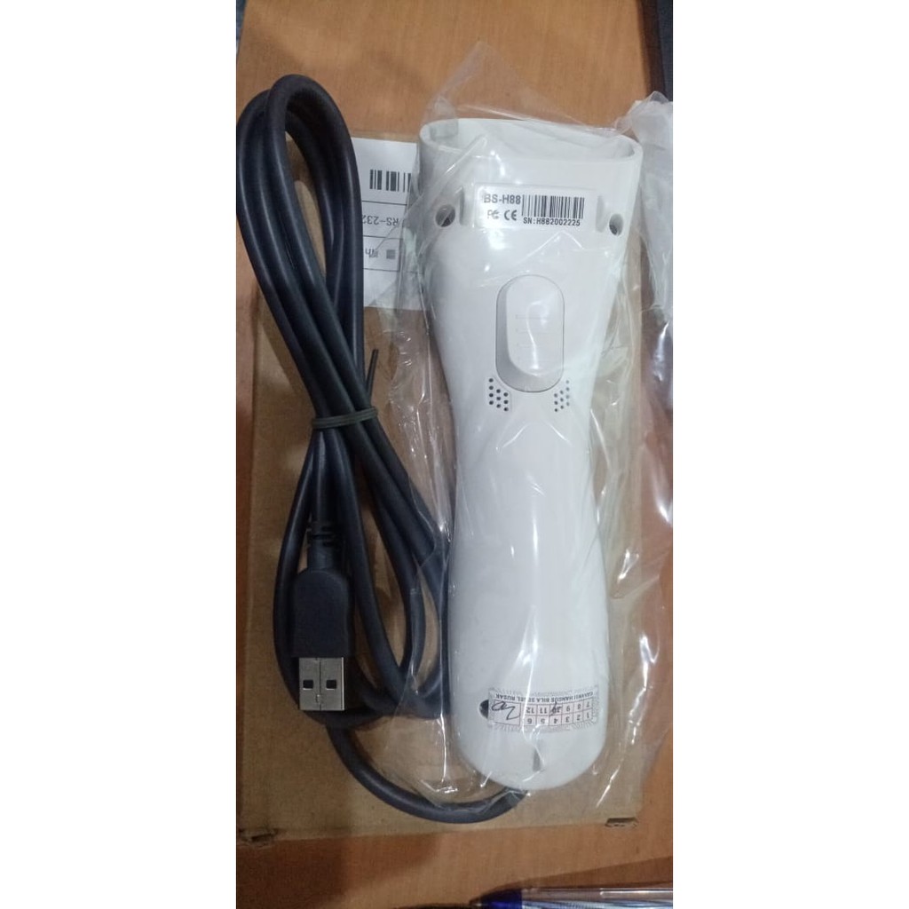 2D WIRED BARCODE SCANNER VSC BS-H88 PUTIH (QR-CODE, E-FAKTUR, PDF417)