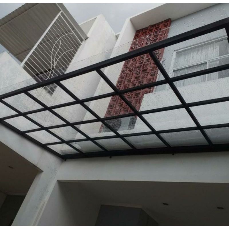kanopi solarflat rangka besi holow jasa pembuatan kanopi