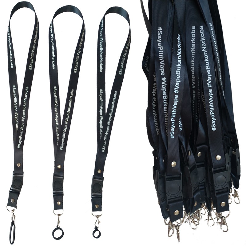 Tali Lanyard Tulisan Plus Karet O Ring Ouval Lanyard