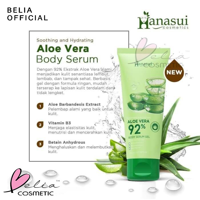 ❤ BELIA ❤ HANASUI (✔️BPOM) Body Serum Gel 200mL | Aloe Vera Vit C Sakura gel tubuh