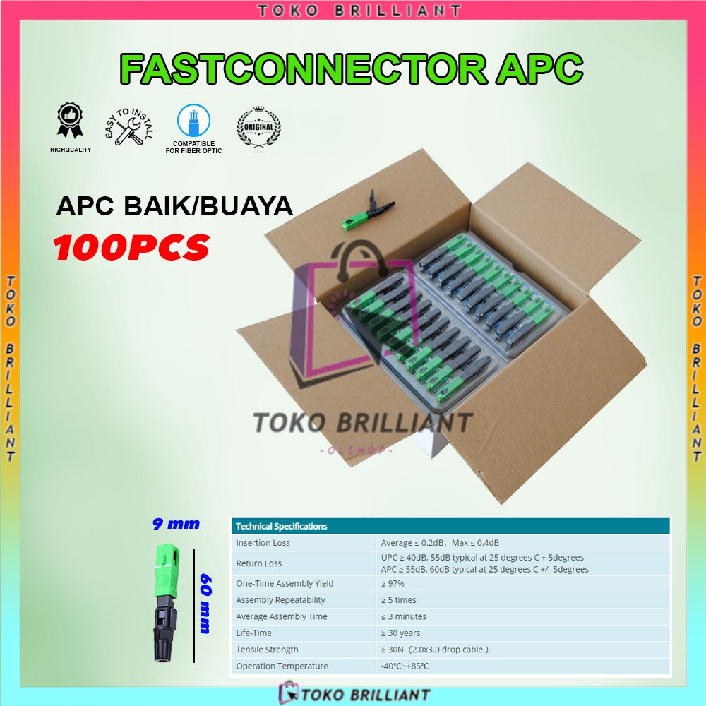 Fast Connector SC APC Fiber Optik FTTH Fast Conector Dropcore Isi dalam paket 100pcs