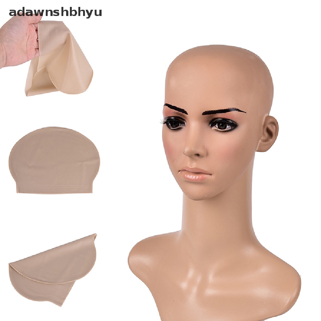 Adawnshbhyu Fake Latex Meat Skin Unisex Kepala Botak Wig Topi Karet Skinhead Kostum Prank ID