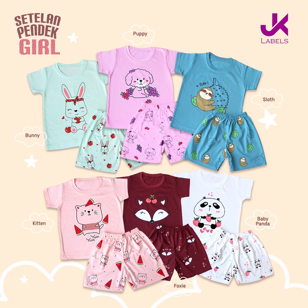 JK Setelan Pendek Girl - Sloth (1-8 TAHUN)