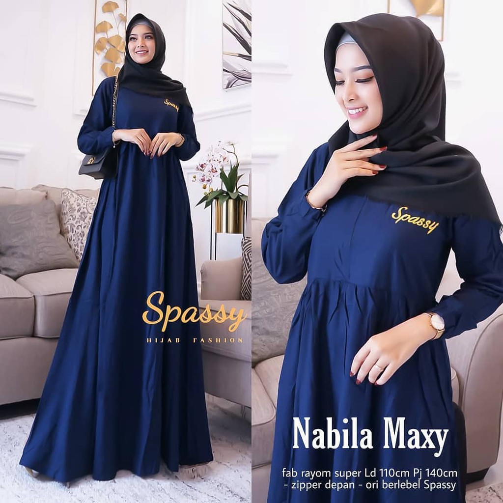 NABILA MAXI BL Bahan KATUN RAYON Gamis Wanita Terbaru 2020 Kekinian Gamis Terbaru Gamis Jumbo Murah