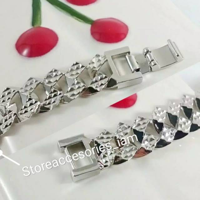 Xuping-gelang ch rantai silver berlapis emas putih