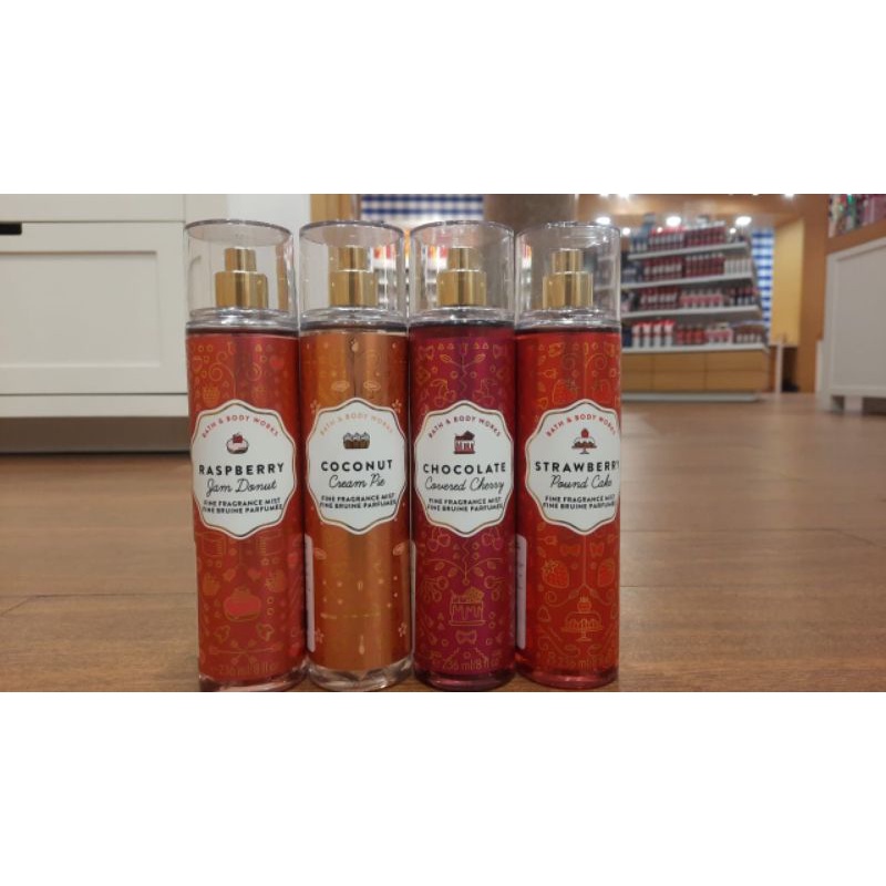 ORIGINAL BPOM BBW MIST COCONUT CREAM PIE STRAWBERRY POUND CAKE RASBERRY JAM DONUT, CHOCOLATE