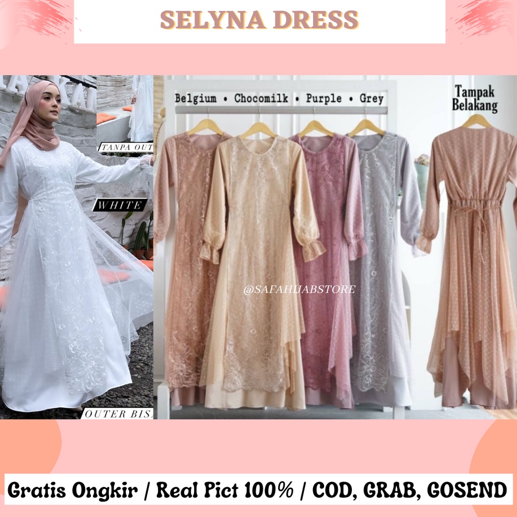 SELYNA DRESS / BRUKAT / DRESS KONDANGAN / DRESS LAMARAN / DRESS LEBARAN / SERAGAMAN