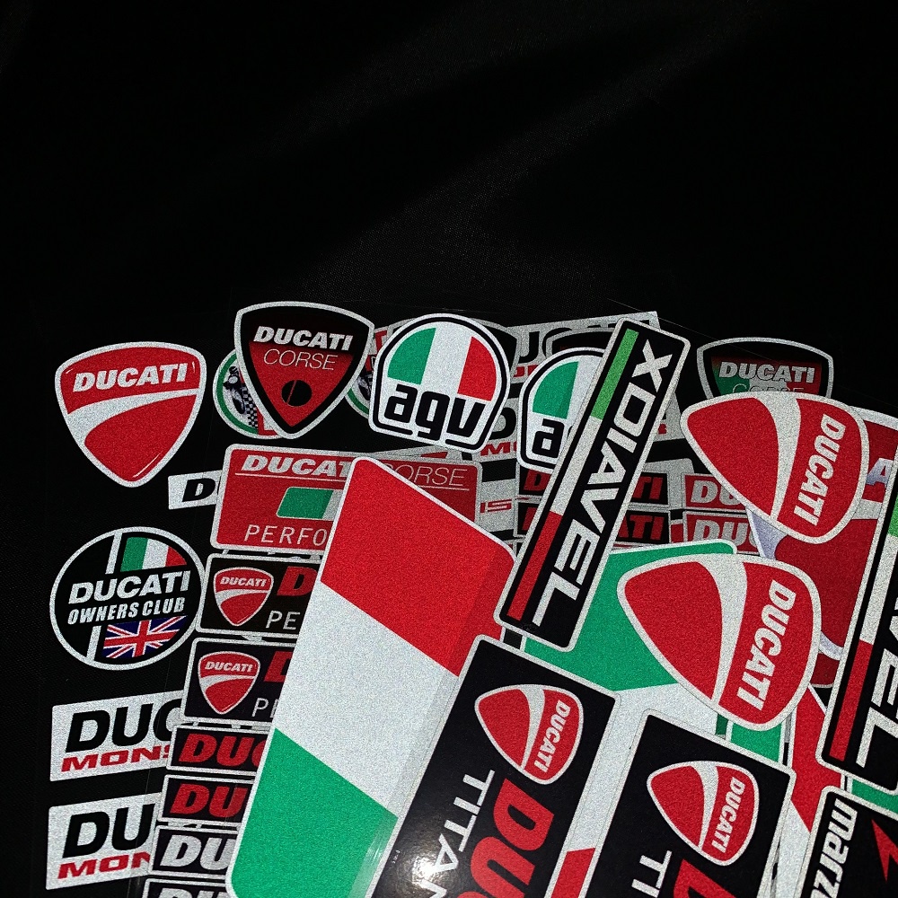 Ducati Logo Highly Reflective Helmet Sticker Motorcross Motorbike Decals Italian Flag Stickers