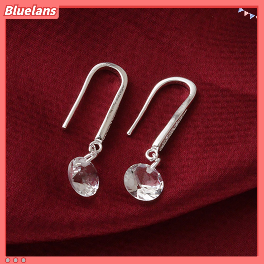 Anting Juntai 925 Sterling Silver Aksen Berlian Imitasi Untuk Wanita