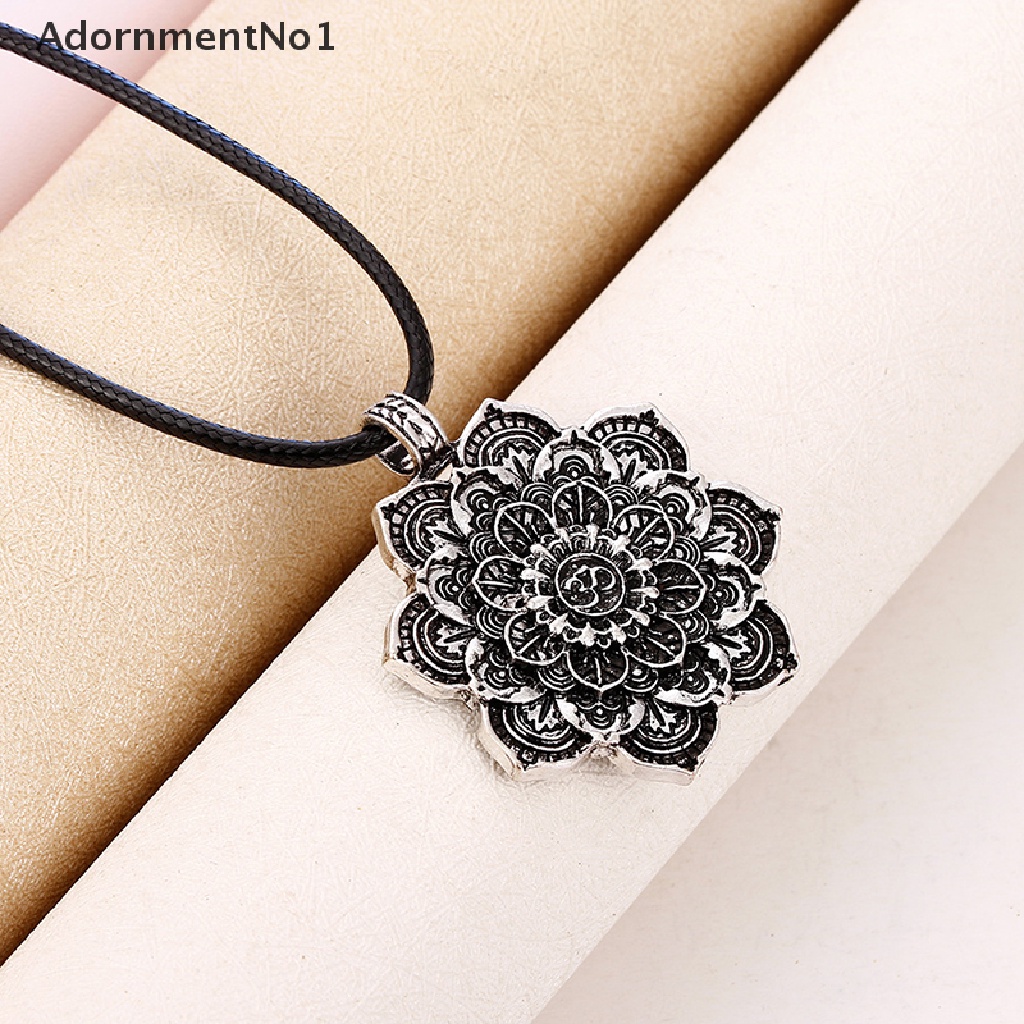 (AdornmentNo1) 1pc Kalung Rantai Pendan Jimat Pola Geometri Tibet Mandala Gaya Retro