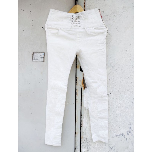 celana highwaist tali preloved celana putih kulot jeans cutbray bukan zara stradivarius PL
