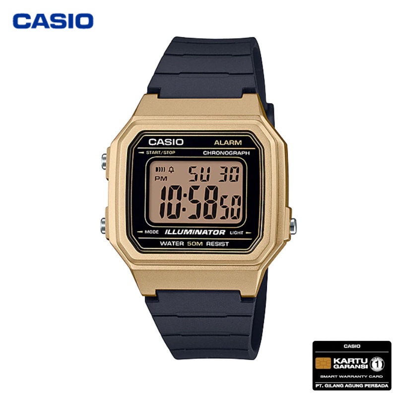JAM TANGAN WANITA CASIO W-217HM-9A ORIGINAL - W217HM HITAM GOLD