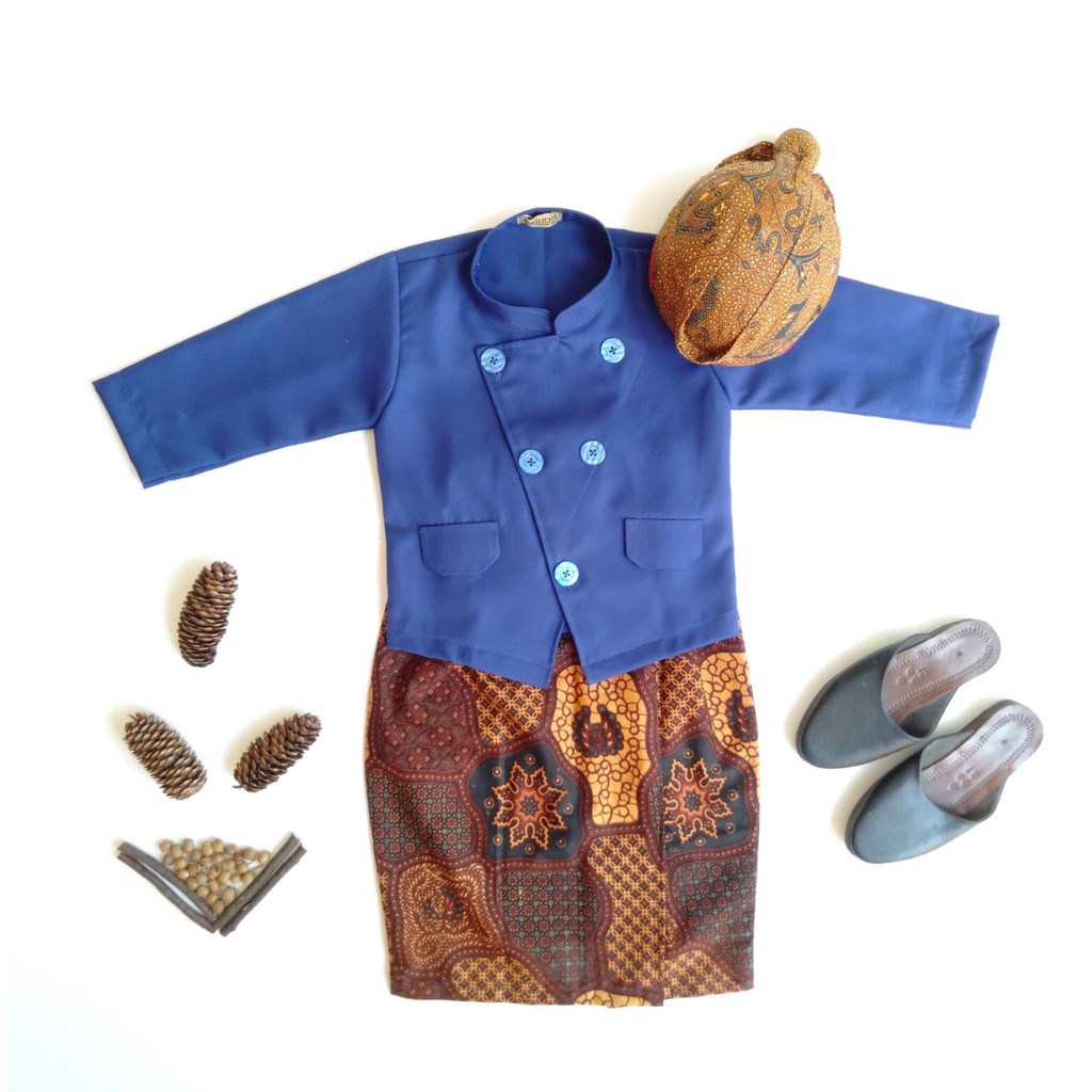 Jual Baju Tradisional Beskap Anak Adat Jawa Size 3-5 Tahun Warna Navy