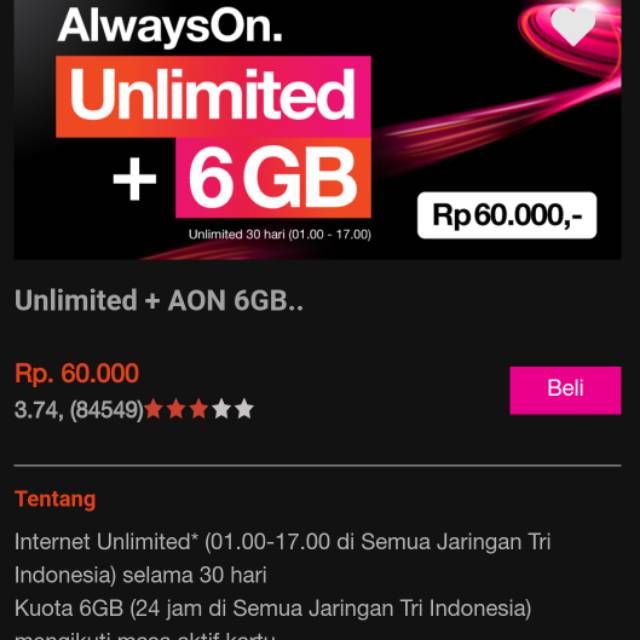 Paket Tri 3 Unlimited 6gb Unli Apps Shopee Indonesia