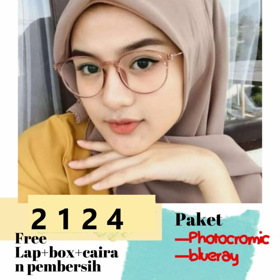 BEST SELLER KACAMATA PHOTOCROMIC ANTI RADIASI BLUERAY MINUS BULAT LENTUR WANITA