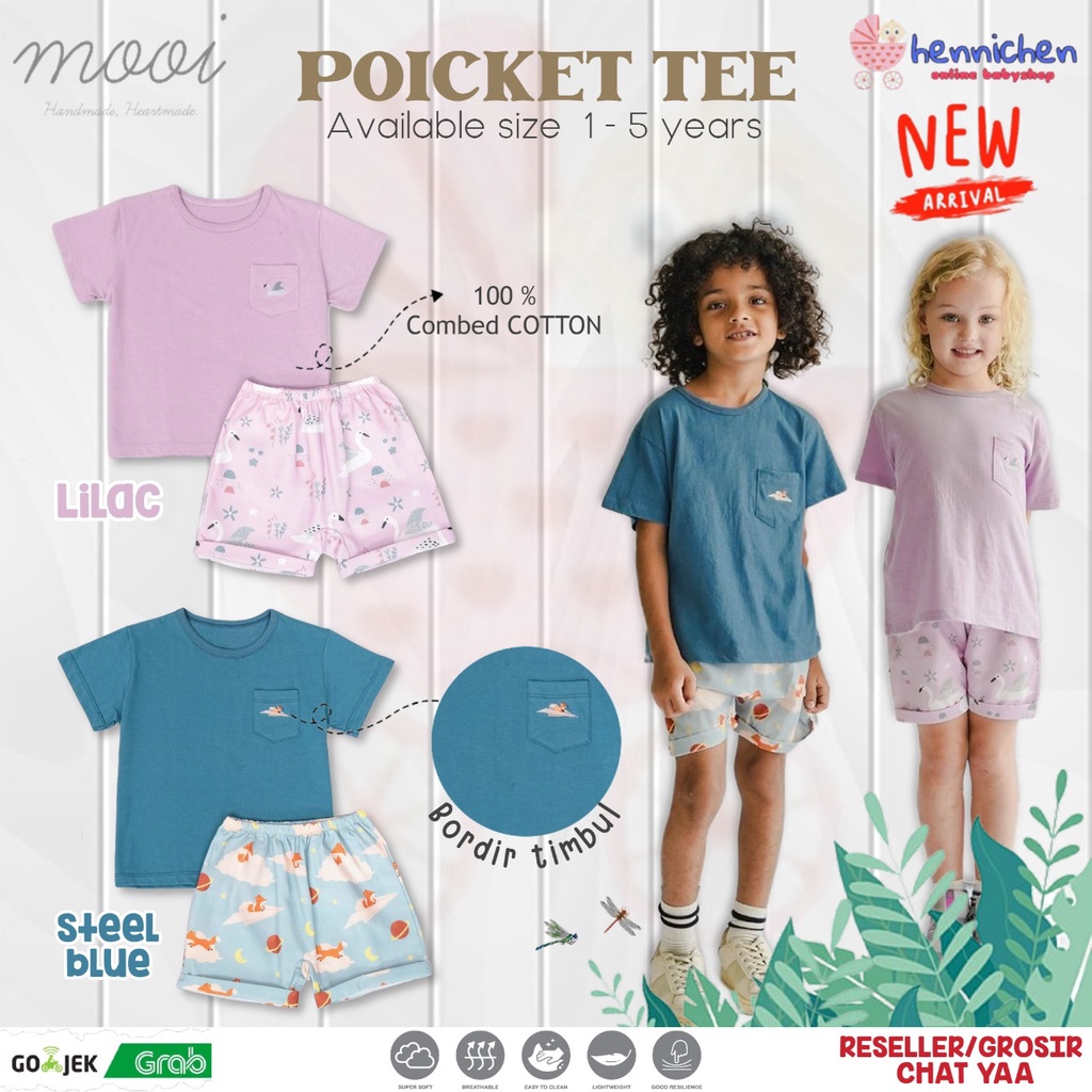 PROMO 7.7 PROMO BAJU LEBARAN MURAH CUCI GUDANG PROMO MOOI Pocket Tee Set ( Setelan POCKET TEE MOOI ) - Celana Pendek MOOI  0-5 Tahun part2