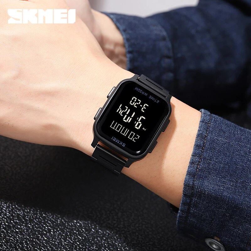 SKMEI 1859 Jam Tangan Pria Digital Chronograph Sport Watch Anti Air Tali Stainless Steel WATCHKITE WKOS