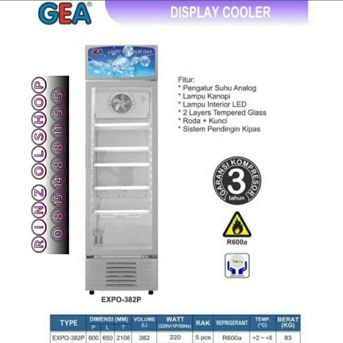 

✨ BISA COD ✨ SHOWCASE GEA EXPO-382P DISPLAY COOLER TEMPER GLASS 382 L TERMURAH Kode 1269