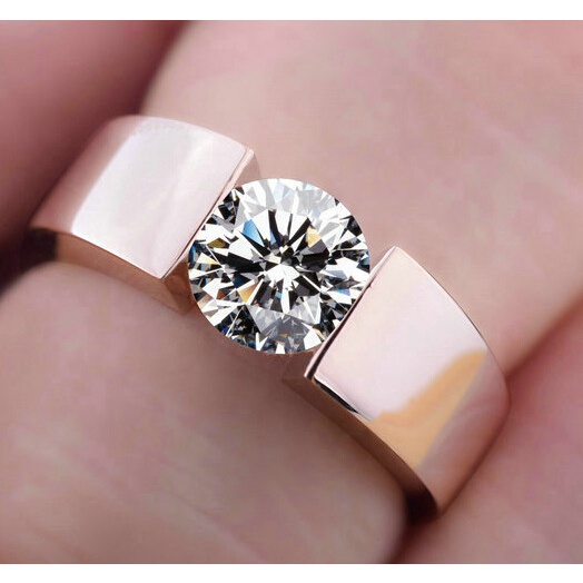 Cincin Pasangan Bahan Stainless Warna Rose Gold Dan Silver Untuk Pria Dan Wanita