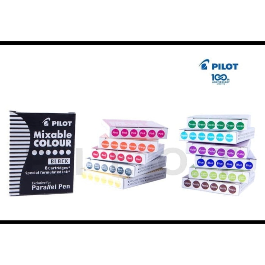 

refill pilot parallel pen sebox isi 6 ampul tinta kaligrafi made in japan
