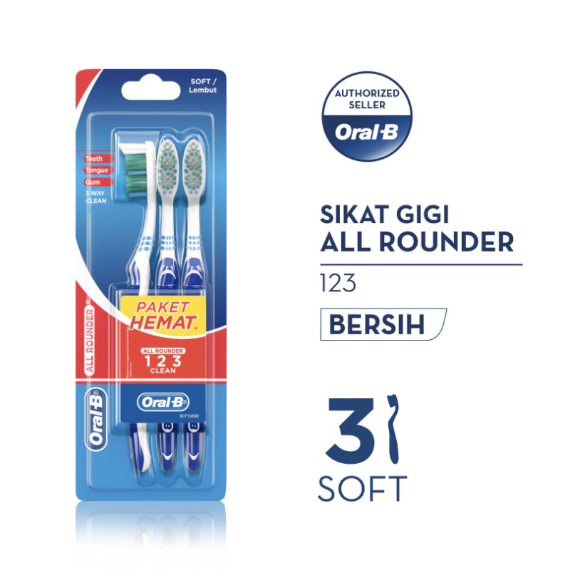 Oral-B Sikat Gigi 123 Soft 3s