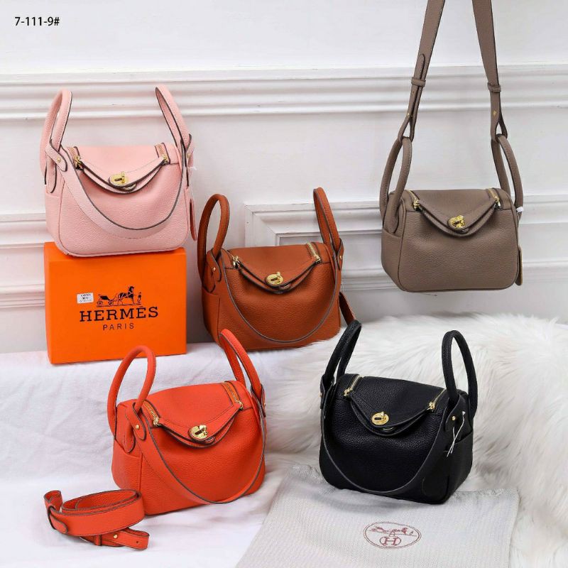 TAS BRANDED FASHION SANDANG LLNDIE FREE BOX DAN POUCH SUPER MIRROR IMPORT BAHAN KULIT JERUK